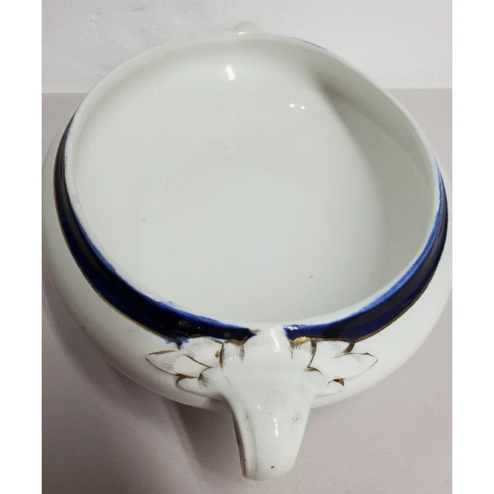 Booths Silicon China‎ Porcelain England Cobolt With Gold Trim Tureen, Vintage